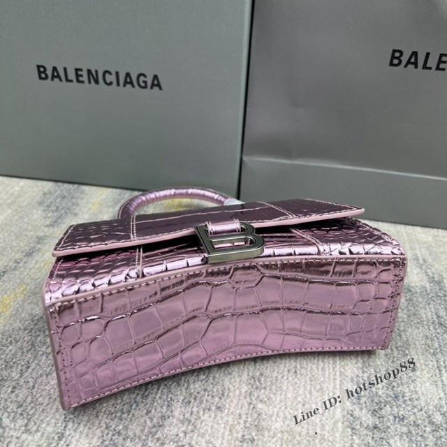 Balenciaga專櫃爆款新色xs號鱷魚紋Hourglass沙漏包 巴黎世家頂級原單手提肩背包 款號：8896 fyj1236